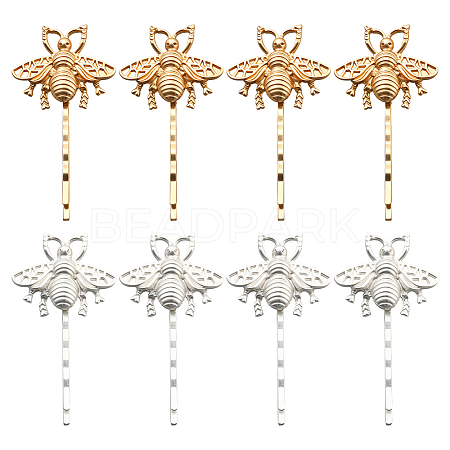 8Pcs 2 Colors Iron & Alloy Hair Bobby Pins PHAR-HY0001-10-1