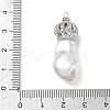 Brass Micro Pave Clear Cubic Zirconia and Creamy White Imitation Pearl Pendants KK-A300-13A-P-3