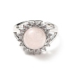 Natural Rose Quartz Adjustable Rings RJEW-P043-02P-24-2