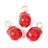 Electroplated Glass Imitation Pearl Pendants PALLOY-JF04579-01-1