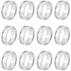 12Pcs Stainless Steel Grooved Finger Ring Settings STAS-UN0038-94B-1