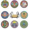 DIY Owl/Unicorn/Buttefly/Cat/Peacock/Hummingbird Pattern Coaster Diamond Painting Kits ANIM-PW0001-177-1