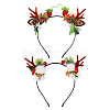 ANATTASOUL 2Pcs 2 Style Christmas Theme Antler Cloth & Iron Alligator Hair Bands MRMJ-AN0001-01-1