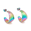 Ion Plating(IP) 304 Stainless Steel Chunky C-shape Stud Earrings EJEW-P198-13MC-1