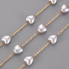 3.28 Feet Handmade ABS Plastic Imitation Pearl Beaded Chains X-STAS-T052-39G-1