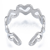 Non-Tarnish 304 Stainless Steel Hollow Heart Cuff Rings RJEW-N038-124P-3