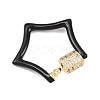 Star Brass Micro Pave Clear Cubic Zirconia Screw Carabiner Clasps KK-B167-01C-04G-2