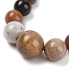 Natural Petrified Wood Round Beads Bracelets & Necklaces Sets SJEW-L132-25-2
