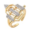 Brass Micro Pave Clear Cubic Zirconia Cuff Finger Rings for Women RJEW-U033-01GP-4