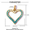 304 Stainless Steel with Rhinestone Charms RB-OY001-34G-02-2