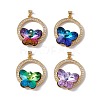 Brass Micro Pave Clear Cubic Zirconia Pendants KK-G439-66G-1