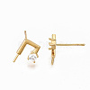 Brass Micro Pave Clear Cubic Zirconia Earring Findings KK-S356-128G-NF-3