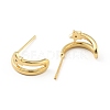 Brass Moon with Star Stud Earrings for Women EJEW-B013-08-2