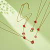 Alloy Enamel Charm & Rose Beads Lariat Necklace NJEW-JN03963-2