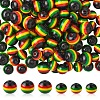 150Pcs 2 Styles Ghana Jamaica Reggae Stripe Resin Beads RESI-YW0005-53-1