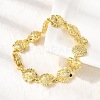 Summer Beach Brass Micro Pave Clear Cubic Zirconia Shell Shape Link Chain Bracelets BJEW-C118-02B-G-4
