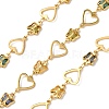 Brass Heart with Butterfly Link Chains with Glass KK-D422-12G-1