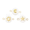 3Pcs 3 Styles Natural Freshwater Shell Flat Round Connector Charms PALLOY-JF04018-01-1