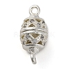 Brass Micro Pave Clear Cubic Zirconia Hollow Oval Connector Charms KK-A230-05B-S-1