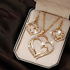 Heart Alloy Crystal Rhinestone Pendant Necklace & Dangle Earring Sets FS-WG8597C-01-1