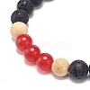 7Pcs 7 Style Natural Lava Rock & Wood  & Mixed Stone Round Beaded Stretch Bracelets Set BJEW-JB08837-7