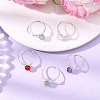 Natural Gemstone Round Braided Bead Finger Rings for Women RJEW-JR00953-02-2