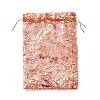 Gold Stamping Rose Flower Rectangle Organza Gift Bags OP-L006C-01-3
