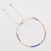 Glass Seed Braided Slider Bracelet BJEW-BB727272757-A-1
