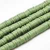 Flat Round Handmade Polymer Clay Bead Spacers CLAY-R067-3.0mm-43-1