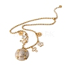 304 Stainless Steel Enamel Flat Round Cross Star Pendant Necklaces for Women NJEW-F380-02G-3