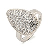 Real Platinum Plated Brass Micro Pave Clear Cubic Zirconia Cuff Rings RJEW-L113-018P-03-1