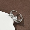 Brass Micro Pave Cubic Zirconia Cuff Open Rings for Women RJEW-C163-18P-3