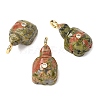 Natural & Synthetic Mixed Stone Carved Pendants G-H357-03G-2