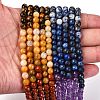 Chakra Theme Natural Red Rainbow Jasper & Yellow Aventurine & Tiger Eye & Green Aventurine & Blue Spot Stone & Lapis Lazuli & Amethyst Beads Strands G-F668-14-6mm-3