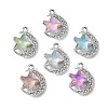 UV Plating Alloy Glass Pendants FIND-K032-25P-1