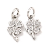 Rack Plating Brass Micro Pave Clear Cubic Zirconia Charms KK-Q814-08P-1