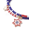 Independence Day Alloy Enamel Star Charm Bracelets BJEW-MZ00087-4