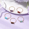 Column Natural Amethyst & Red Jasper & Green Aventurine & Tiger Eye & Lepidolite/Purple Mica  Finger Rings RJEW-JR00781-2