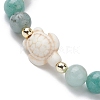 Tortoise Synthetic Turquoise & Natural Amazonite Stretch Bracelets for Women BJEW-JB10106-03-3