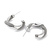 Twist Ring Brass Stud Earrings EJEW-F332-03P-2