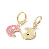 Moon & Star Real 18K Gold Plated Brass Dangle Leverback Earrings EJEW-L268-029G-02-2