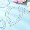 304 Stainless Steel Pendant 316 Surgical Stainless Steel & Plastic Pearl Paperclip Chain 3 Layer Necklaces for Women NJEW-JN05471-01-1
