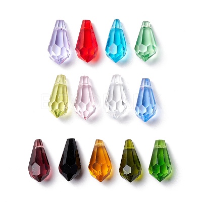 Faceted Transparent A5 Glass Pendants GLAA-D003-03-1