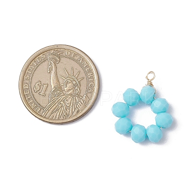 5Pcs 5 Colors Opaque Solid Color Glass Rondelle Beaded Pendants PALLOY-JF04162-02-1