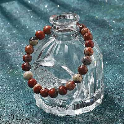 Natural Red Jasper Bead Stretch Bracelets BJEW-K212-B-012-1