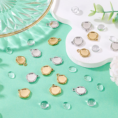 32Pcs 304 Stainless Steel Pendant Cabochon Settings STAS-TA0005-81-1