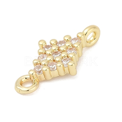Brass Micro Pave Clear Cubic Zirconia Connector Charms KK-Z094-08G-03-1