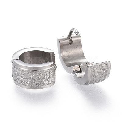 Tarnish Resistant Textured 304 Stainless Steel Huggie Hoop Earrings EJEW-L252-017P-1