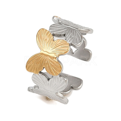 304 Stainless Steel Double Color Cuff Rings RJEW-S635-01GP-17-1