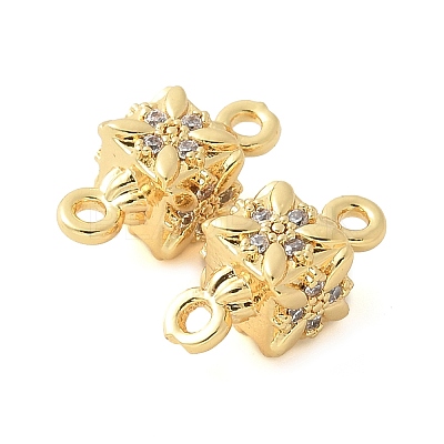 Brass Micro Pave Cubic Zirconia Connector Charms KK-U056-18G-1
